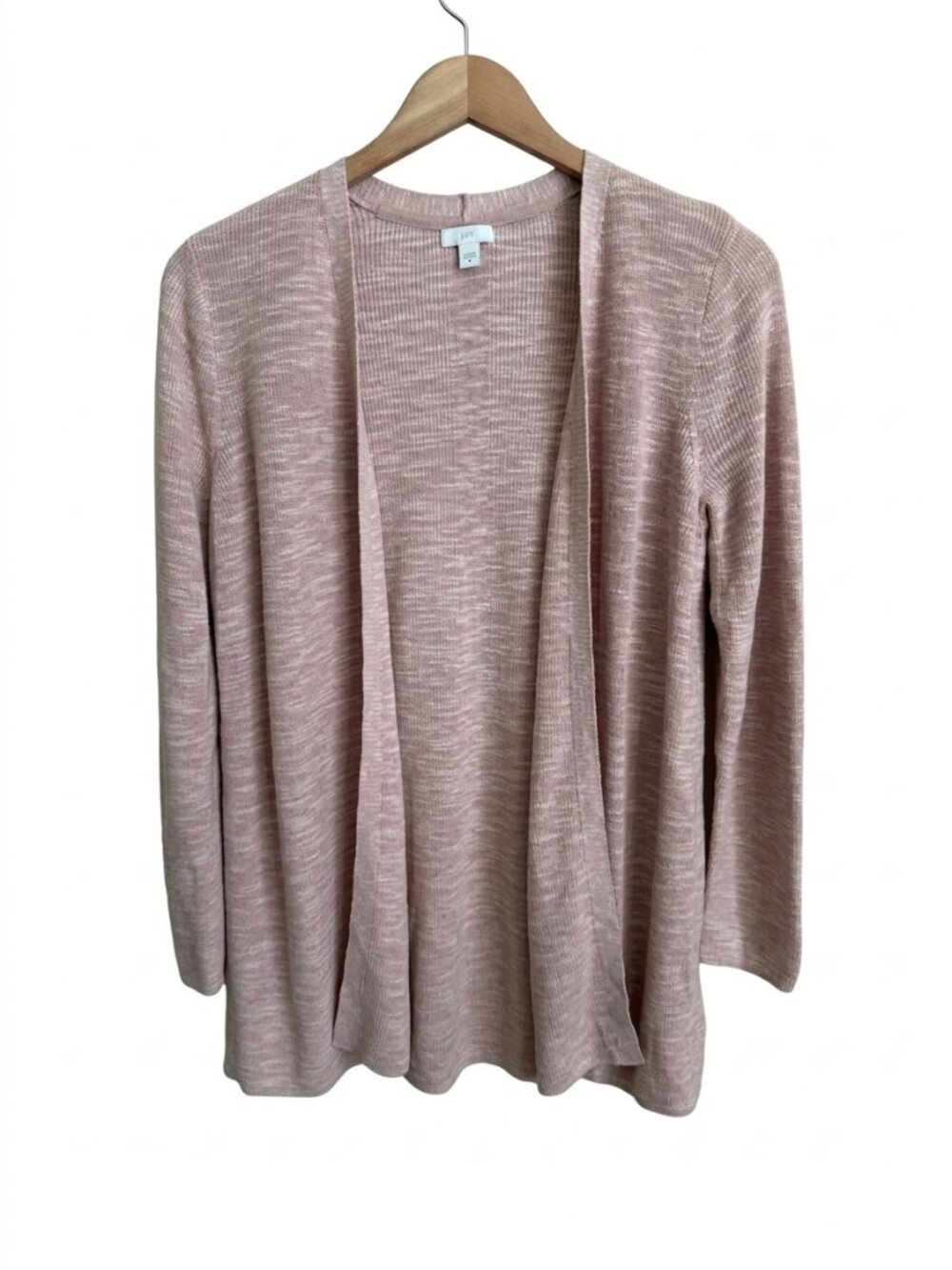 J.Jill Pink Marled Linen Blend Open Front Cardigan Lightweight Long Sleeve M
